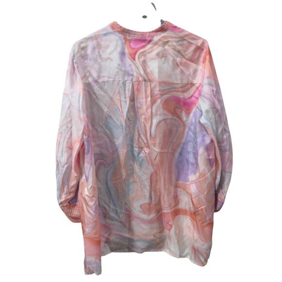 Johnny Was Workshop Laguna Vesper Voyager Tunic Silk Blouse Top L - Picture 4 of 6